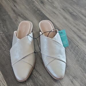 Maurices Beige Crossover Mules
